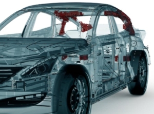 40 kg weniger wiegt die Karosserie durch hybriden Leichtbau im Vergleich zum Metall-Pendant (Abb: Henkel)