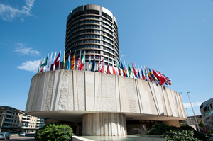 Die Zentrale der Bank für Internationalen Zahlungsausgleich in Basel (Foto; BIS)