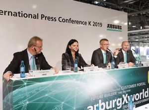 Michael Hehl, Juliane Hehl, Gerhard Böhm und Jürgen Boll während der Pressekonferenz auf der 