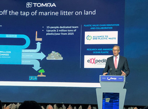 Tomra-CEO Stefan Ranstrand verkündete die Firmenverpflichtungen zum Recycling auf der ,,Our Ocean