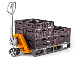 Bei dem Discounter soll die Kunststoffpalette  die Variante aus Holz nach und nach verdrängen (Foto: Aldi Süd)