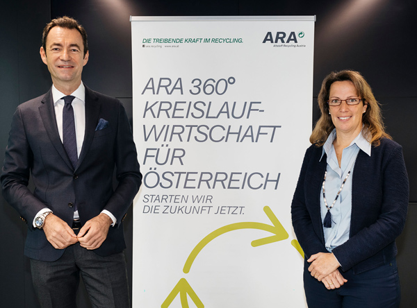 Präsentieren das Circular Economy Barometer: Dr. Harald Hauke (links), Geschäftsführer ARAplus und Vorstand der ARA, und Ursula Swoboda, Commercial Director GfK Austria (Foto: ARA/APA Fotoservice Tesarek)