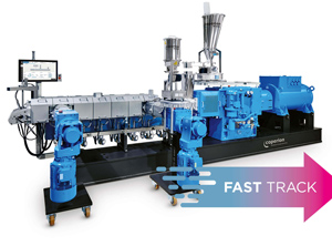 Zwei neue Extruder der Reihe „Fast Track“ verdoppeln die Kapazität bei Microtec, Spezialist für PE- und PP-Masterbatches sowie Biocompounds (Foto: Coperion)