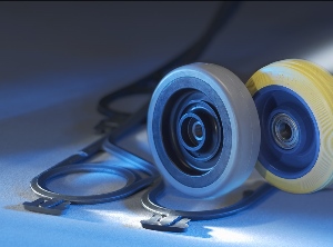 Die Schweden stellen auch hochbelastbare Räder aus PUR her (Foto: Hexpol)