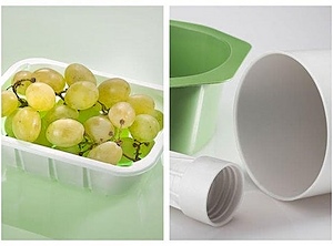 Das Sortiment des teilweise biobasierten Kunststoffs ecovio umfasst sowohl Thermoform- als auch Spritzgieß-Typen (Foto: BASF)