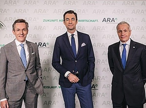 Die ARA-Führung (v.l.n.r.): Christoph Scharff (Vorstandsvorsitzender), Harald Hauke (Vorstand), Alfred Berger (Aufsichtsratsvorsitzender) (Foto: ARA/Mario Pernkopf)