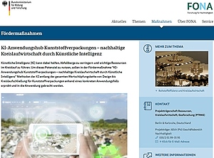 KI in der Kunststoffverpackung: das BMBF fördert’s (Screenshot: KI)