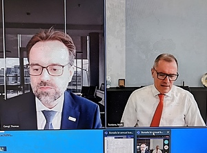 Zufrieden mit den Geschäftszahlen 2021: Borealis-CEO Thomas Gangl (links) und CFO Mark Tonkens (Screenshot: KI)