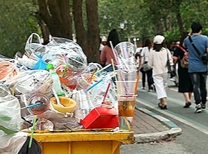 Prall gefüllte Mülleimer: Hersteller von Einwegkunststoffprodukten sollen künftig für die Entsorgung mitzahlen (Foto: PantherMedia/cgdeaw (YAYMicro)