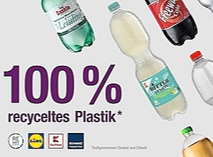 Ausgenommen Verschlüsse und Etiketten: Ansonsten 100 Prozent Recycling-PET (Foto: Schwarz Gruppe)