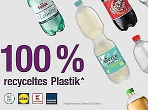 Ausgenommen Verschlüsse und Etiketten: Ansonsten 100 Prozent Recycling-PET (Foto: Schwarz Gruppe)
