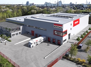 So soll es aussehen: Computer-Animation des neuen Hochregallagers in Leverkusen (Abb.: Soudal)