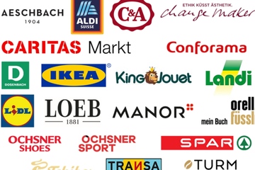 Mit an Bord: Diese Schweizer Handelsketten geben Plastiktüten entweder nicht kostenlos oder aber gar nicht mehr ab (Abb.: Swiss Retail Federation)