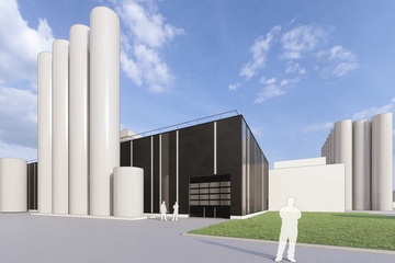 Ein Bild von einer Recyclinghalle: der Gealan-Neubau als Rendering (Abb.: Wittig Architekten Hof)
